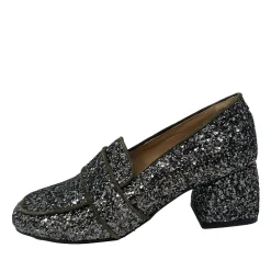 Angulus 1647-101 Loafer grøn glitter med hæl