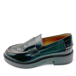 Angulus 1673-201 Loafer Sort med Brun kant