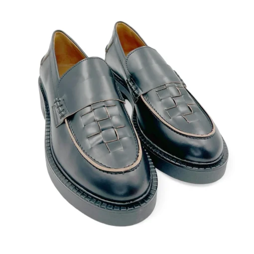 Angulus 1673-201 Loafer Sort med Brun kant