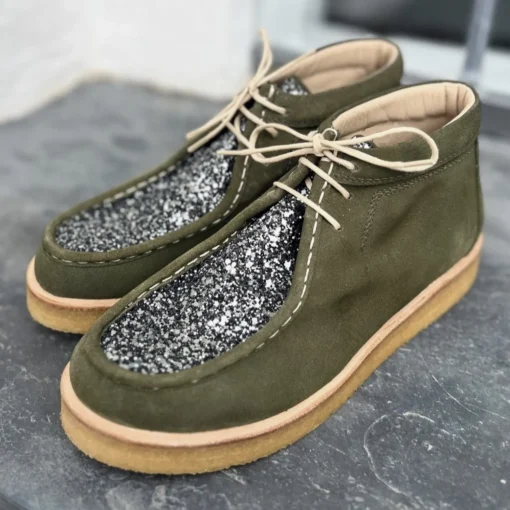 Angulus-7426-102-Grøn-Støvlet-Med-Snøre-Glitter