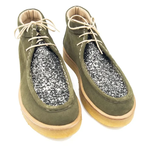 Angulus-7426-102-Grøn-Støvlet-Med-Snøre-Glitter