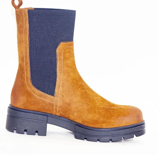 Bella Moda V22654 Ruskind cognac Chelsea boot