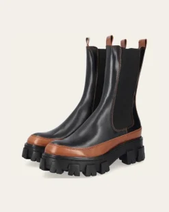 Billi Bi - A3143 - chunky chelsea støvle m. mellemhøjt skaft - sort/brun