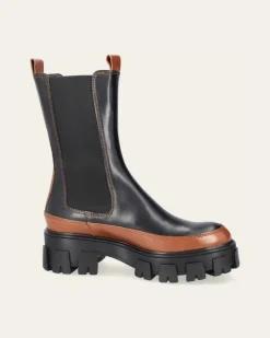 Billi Bi - A3143 - chunky chelsea støvle m. mellemhøjt skaft - sort/brun