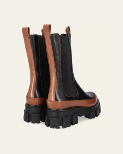 Billi Bi - A3143 - chunky chelsea støvle m. mellemhøjt skaft - sort/brun