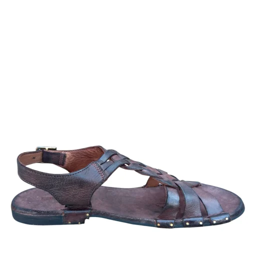 Bubetti 3456 Hasselnød Patina  rem sandal med flet