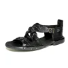Bubetti 3446 Sort Patina  remsandal med krydsende remme og hælkappe