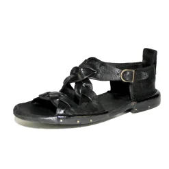 Bubetti 3446 Sort Patina  remsandal med krydsende remme og hælkappe