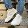 DLSport 6500 Hvid Perlemor Sneaker med Lynlås & Snøre