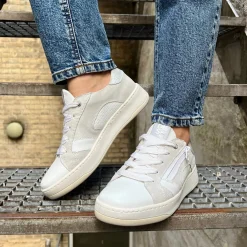DLSport 6500 Hvid Perlemor Sneaker med Lynlås & Snøre