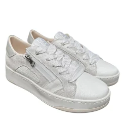 DLSport 6500 Hvid Perlemor Sneaker med Lynlås & Snøre