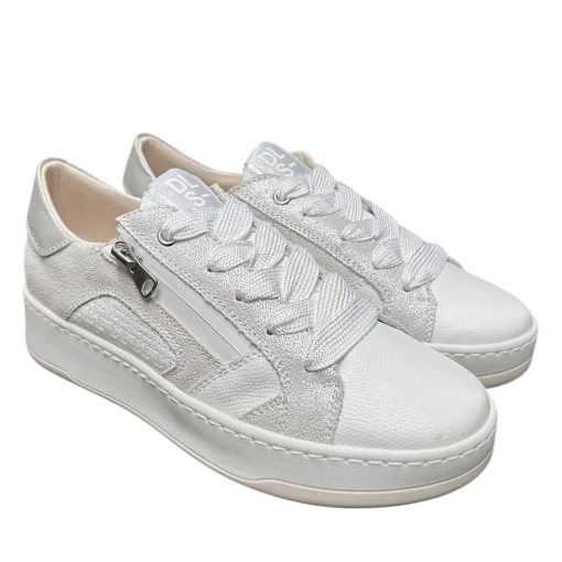 DLSport 6500 Hvid Perlemor Sneaker med Lynlås & Snøre