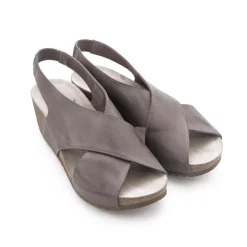 Lofina E5-191 grå brun damesandal med kilehæl
