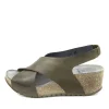 Lofina E5-191 mørkgrøn dame sandal med kilehæl