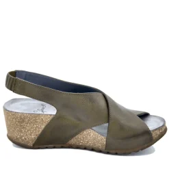 Lofina E5-191 mørkgrøn dame sandal med kilehæl