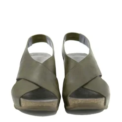 Lofina E5-191 mørkgrøn dame sandal med kilehæl
