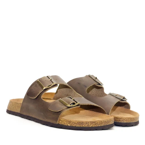 Skvulp 3005.S57 Brun Herresandal i Olieret Skind