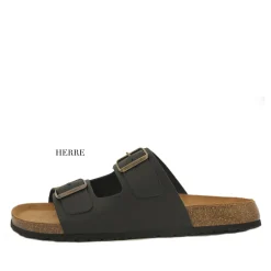 Skvulp 3005.S57 Sort Herresandal i Olieret Skind