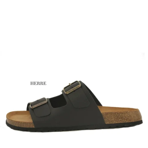 Skvulp 3005.S57 Sort Herresandal i Olieret Skind