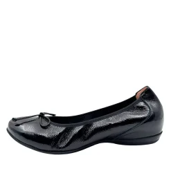 Wonders A-30130 Ballerina med indbygget kilehæl sort lak skind