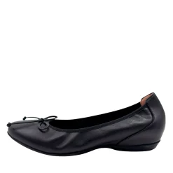 Wonders A-30130 Ballerina med indbygget kilehæl sort skind