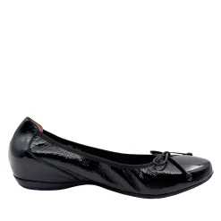 Wonders A-30130 Ballerina med indbygget kilehæl sort lak skind