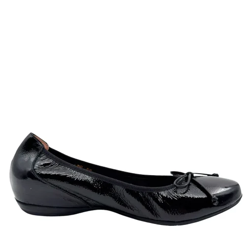 Wonders A-30130 Ballerina med indbygget kilehæl sort lak skind