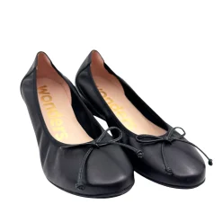 Wonders A-30130 Ballerina med indbygget kilehæl sort skind