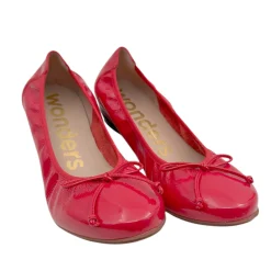 Wonders A-30130 Ballerina med indbygget kilehæl rød lak skind