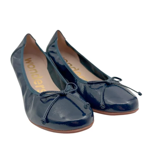 Wonders A-30130 Ballerina med indbygget kilehæl navy lak skind