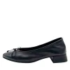 Wonders B-9701 Blød ballerina pump på lav hæl med lille sløjfe i sort skind