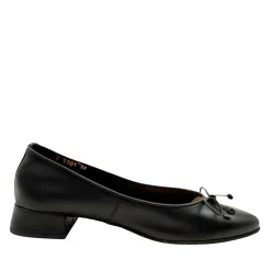 Wonders B-9701 Blød ballerina pump på lav hæl med lille sløjfe i sort skind
