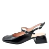Wonders D-1222 Mary Jane sko med lav hæl og slingback i sort lak skind