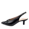 Wonders G-7103 Slingback pump med lille sløjfe i sort skind