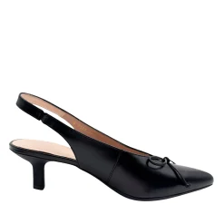 Wonders G-7103 Slingback pump med lille sløjfe i sort skind